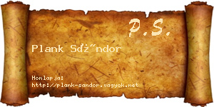 Plank Sándor névjegykártya